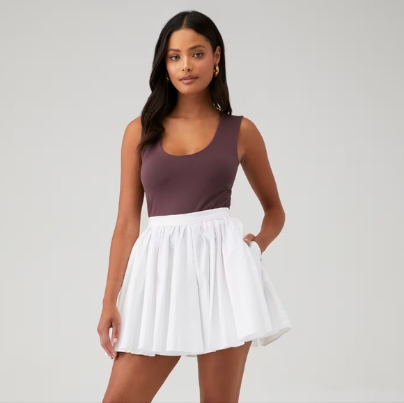 Free People Gaia Optic White Mini Skater Skirt Pleated Casual - Picture 1 of 13
